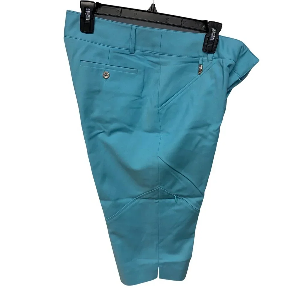 Sport Haley Turquoise Womens Golf Capris With Zip Pockets & Elastic Waistband 10